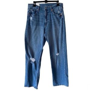 Gap Loose High Rise Ample Distressed Blue Denim Jeans Size 31/12